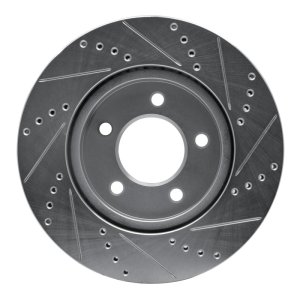 Chrysler Pacifica Brake Rotor (1) - Front Left - R1 Concepts - Drilled & Slotted - Silver - `04-`08